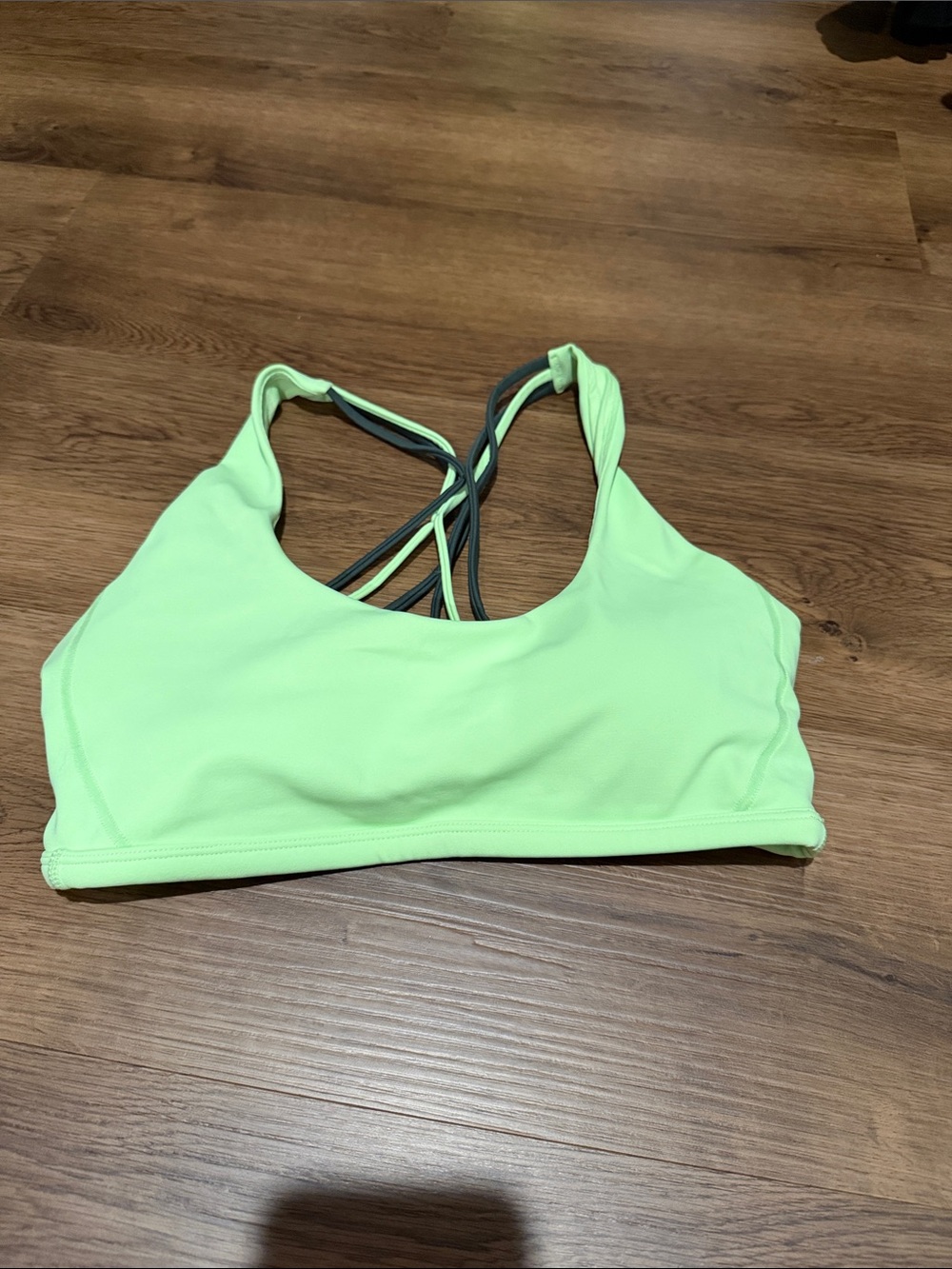 Strappy Lime Sports Bralette with Cross-Back Detail